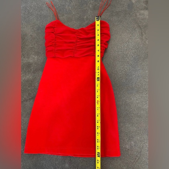 Chic Red Ruched Mini Dress - Picture 7 of 9